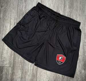 Shorts de basketball personnalisés en polyester léger et respirant, en maille, vierges, pour hommes, en gros, noirs - Product Image 1