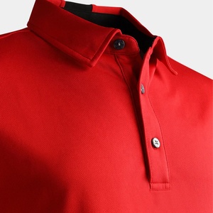 Polo Rojo de Manga Corta para Hombre, Color Sólido, Tejido de Punto, Estilo Casual, Corte Regular, Cuello con Botones - Product Image 3