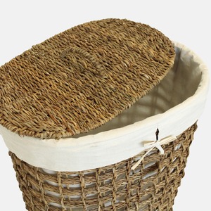 Oval seagrass <b>basket</b> with open <b>square</b> weave Handmade <b>Storage</b> <b>Basket</b> Wholesale eco-friendly Made in Vietnam - Product Image 4