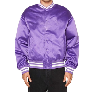 Veste de baseball en satin personnalisée de haute qualité, respirante, avec logo d'équipe sportive, pour hommes - Product Image 1