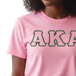Camiseta Rosa con Letras AKA para Mujer, Camiseta Informal de Verano, Colores Verde y Rosa - Product Image 3