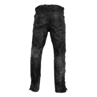 Celana Kulit Pria Pinggang Tinggi Model Lurus Gaya Biker Moto Dengan Saku Samping Kancing Depan Distressed Washed Heavyweight