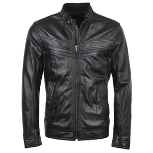Customized Coated Woven Stand Collar Breathable Varsity Leather Jacket for <b>Men</b> Plus Size Casual Outdoor with Front Logo - Product Image 5
