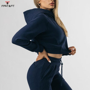 Sudadera Corta de Lona con Capucha y Hombros Caídos, 100% Algodón, Personalizable con Logotipo Frontal, Estilo Urbano para Mujer - Product Image 2