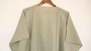 Robe kaftan en coton rayé vert olive pour femme, tenue de plage, vêtement d'été - Product Image 2