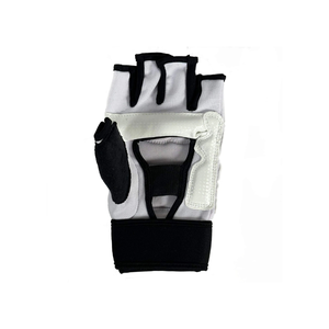Half Finger PU Leather Training Gloves With Velcro Closure Unisex For Martial Arts <b>White</b> Black - Product Image 4