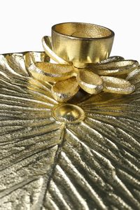 Bandeja Metálica en Forma de Hoja de Loto con Portavelas, Decorativa, de Aluminio Dorado, para Pooja, Centro de Mesa, Plato para Flores Hecho a Mano - Product Image 6