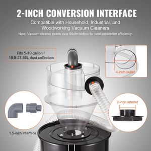 Separatore di Polvere Ciclonico Retrofit da 4 Pollici con Filtro ABS da 2 Pollici Diametro Esterno Tubo di collegamento - Product Image 4