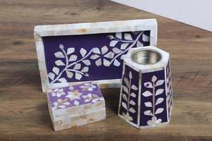 AuraCrest <b>Mother</b> of Pearl Inlay Bakhoor Set Handcrafted Shell Mosaic Incense Burner for Modern Luxury Home decor - Product Image 2