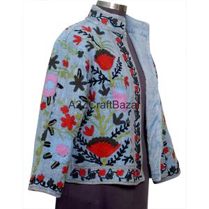 Chaqueta Bomber Vintage con Estampado Floral para Primavera, Verano e Invierno, Bordado Suzani TNT, Diseño Dibujado a Mano, Ecológica, Transpirable y de Secado Rápido - Product Image 4