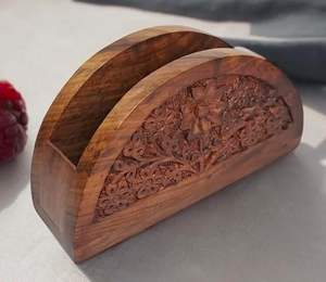 Porta servilletas de madera en forma de D, elegante dispensador de servilletas para mesa de comedor, decoración. - Product Image 2