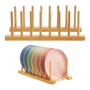 Étagère à assiettes en bois, support de rangement pour comptoir de cuisine, support de rangement pour vaisselle - Product Image 1