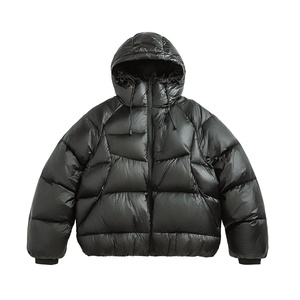 <b>Top</b> Selling Custom Technical Ripstop Hooded Puffer Jacket Geometric Quilted Winter Coat Glossy Nylon Bubble Jacket - Product Image 1