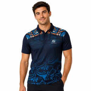 Custom Sublimated Men's Sports <b>Polo</b> Shirt Quick Dry Breathable Athletic Golf T-shirt Short Sleeve Floral Print Team Uniforms - Product Image 3