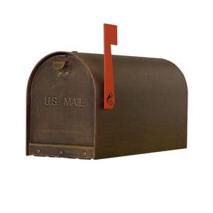 Buzón de Metal Estilo Vintage Antiguo, Color Latón, con Bandera Roja, para Montar en Poste, Buzón Exterior para Cartas, Decoración Residencial - Product Image 1