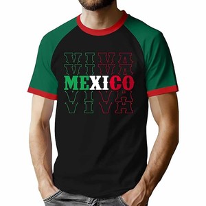 เสื้อยืดเม็กซิโกสำหรับผู้ชาย ผ้าฝ้าย 100% ออกแบบเองได้ แขนสั้น คอกลม - Product Image 1