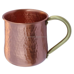 Mug en cuivre martelé de qualité supérieure avec poignée et finition polie, idéal pour la boisson et l'utilisation en cuisine, anti-fuite. - Product Image 2