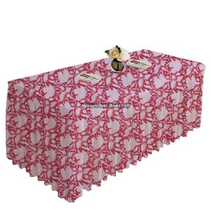 Best Quality Rectangle <b>Table</b> <b>Cover</b> Cotton Hand Block Printed Manufacture Floral <b>Cover</b> For Restaurant Kitchen Dining - Product Image 1