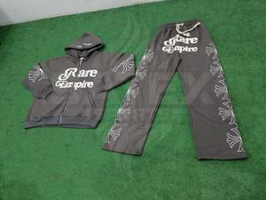 Survêtements pour hommes de haute qualité, décontractés, d'hiver, en molleton français, à capuche, avec broderie usée, patchwork, streetwear, en coton léger - Product Image 4