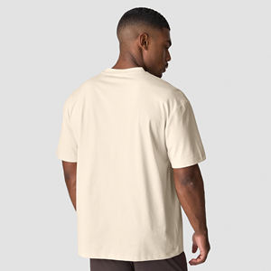 Camiseta Oversize de Cuello Redondo Lisa Crema para Hombre, Ajuste Holgado, Manga Corta, Estilo Urbano, Logotipo Personalizado, OEM ODM, Ropa al por Mayor - Product Image 6