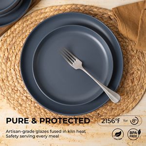 Set di Stoviglie in Gres da 12 Pezzi, Adatto per Microonde e Lavastoviglie, Piatti e Ciotole Non Tossici con Tazze, Design Impilabile - Product Image 4