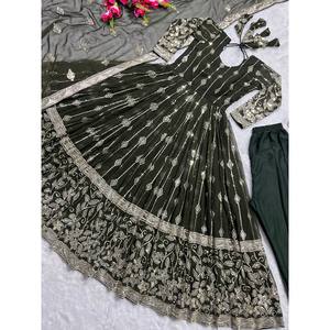 ชุดคลุมและกางเกงดีไซเนอร์ anarkali กับ dupatta สไตล์แฟนซีใหม่เสื้อผ้าอินเดียและปากีสถาน - Product Image 5