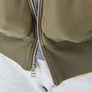 Sweat-shirt à capuche zippé pour homme, modèle tendance, couleur unie, en molleton, coupe décontractée, vert automne, 100 % coton respirant - Product Image 6