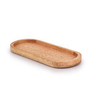 Plateau de service ovale en bois avec bord surélevé, plateau rustique pour le petit-déjeuner, le café, le thé, la maison, le restaurant, le café, l'hôtel - Product Image 3