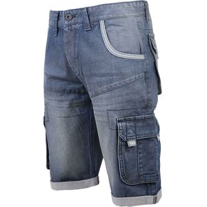 Men's Vintage-Style Black Loose Light Washed Denim Shorts High Waisted Wide Leg with Woven Craft Pocket Windproof 100% Cotton - Product Image 3