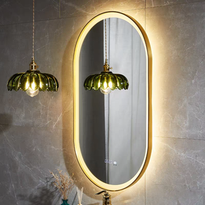 <span class=keywords><strong>Miroir</strong></span> rectangulaire moderne personnalisable à LED avec cadre en acier inoxydable et mur intelligent à commande tactile pour hôtels. - Product Image 1