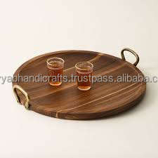 Wooden Serving <b>Tray</b> with Handles & Ottoman for Breakfast/<b>Eating</b> Customized Color Tayyab Handicraft From India - Product Image 5