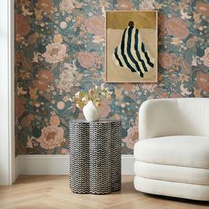 Table d'appoint sophistiquée en coquille de capiz noire, tabouret tambour en mosaïque de nacre, meuble d'appoint géométrique pour l'intérieur moderne - Product Image 6