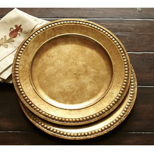 Plato Redondo de Acero Inoxidable Dorado Antiguo para Mesa de Comedor y Decoración de Bodas, Vajilla y Platos - Product Image 4