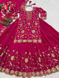 Lehenga Tradicional Étnica India Pakistaní con Top y Dupatta, Conjunto de Georgette con Bordado, Lehenga Completamente Cosida - Product Image 6