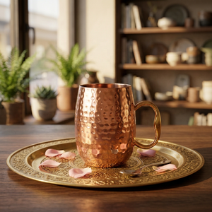 Vintage Hammered <b>Copper</b> Mug Moscow Mule Cocktail Cup with <b>Handle</b> Metal Drinkware - Product Image 3