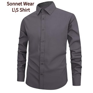Camisa de Vestir de Manga Larga para Hombre, Color Sólido - Product Image 4