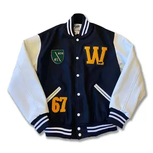 Hochwertige Frauen Baseball Varsity Jacken Personal isierte Mode Varsity Jacke Winter Wolle Körper und Leder Ärmel Jacken
