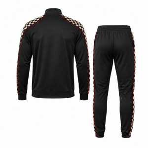 Wholesale Black Checkerboard Baseball Warmup Sets For <b>Athletic</b> Team Training Full Zip Jacket And Tapered Pants - Product Image 2