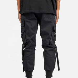 Pantalones Cargo Negros para Hombre, Cintura Elástica, Múltiples Bolsillos, Estilo Workwear, Material de Algodón, Pantalones para Otoño, Ahora Disponibles para la Venta - Product Image 3