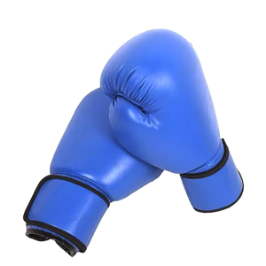 Gants de boxe pour adultes en cuir PU bleu, poignées, fermeture à boucle, sangle de poignet réglable, 10 oz, 16 oz, unisexe, entraînement personnalisé - Product Image 2