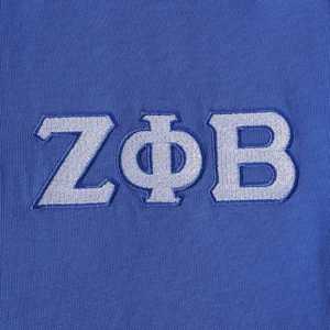 Camiseta Henley Azul Premium Zeta Phi Beta para Mujer, Manga Corta, Ropa de la Hermandad Griega, Letras Bordadas, Corte Elegante - Product Image 3