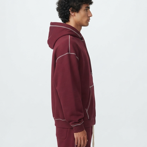 Best Quality 420 GSM 100% Cotton Fleece Oversized <b>Hoodie</b> Contrast <b>Stitch</b> Style Unisex Custom Logo Men's Knitted Sweatshirt - Product Image 5
