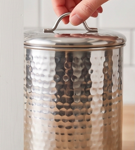 Ensemble de 4 récipients de rangement en acier inoxydable avec finition martelée, parfait pour l'organisation des ustensiles de cuisine et des accessoires de maison - Product Image 3