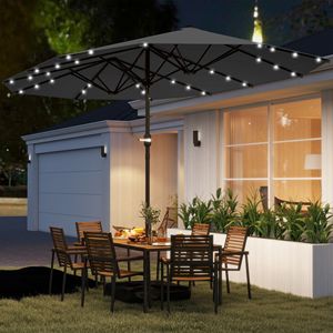 Ombrellone da Giardino a Doppia Faccia da 4,3 Metri con Luci Solari a LED e Base Grigia - Product Image 2
