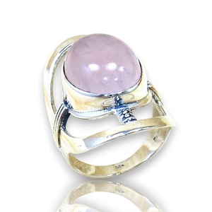 Bagues en argent sterling 925 avec pierres précieuses en quartz rose naturel, vente en gros, bijoux fins faits à la main - Product Image 1