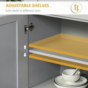 Armadio dispensa cucina moderna Freestanding grigio con ripiani regolabili e cassettiere-armadi da cucina - Product Image 6