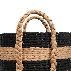 Panier de rangement empilable avec poignées, lot de 3, noir, naturel, fait main, vente en gros, écologique, fabriqué au Vietnam - Product Image 5