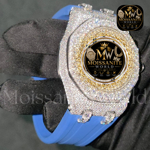 Reloj de Cuarzo con Moissanita para Hombre, Caja de Acero Inoxidable, Esfera de Cristal de Zafiro, Resistente al Agua 10 Bar, Estilo Hip Hop de Lujo con Diamantes - Product Image 2