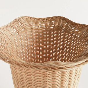 Vase sur piétement en rotin tressé élégant, panier décoratif, jardinière haute sculpturale, support à fleurs naturel, vase de table bohème chic - Product Image 5