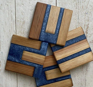 Handmade Wooden Resin Coasters With Golden Epoxy Art Home Decoration Craft - Product Image 5